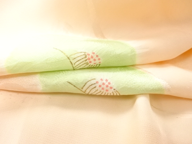  絞り　椿模様　長襦袢（刺繍衿付き）